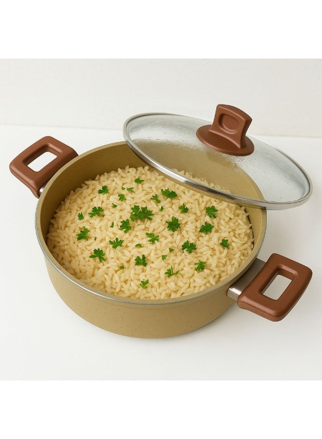 Granite Cookware set (Pot with Lid 24 cm + Pot with Lid 26 cm + Fry Pan 26 cm) Non-Stick - Image 3