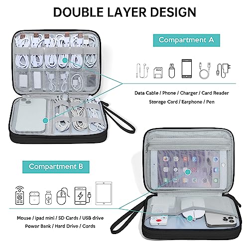 CILLA Electronics Organizer Travel, Travel Cord Organizer Case, Compact Electronics Accessories Bag for Cable, Cord, Charger, Phone - Image 3