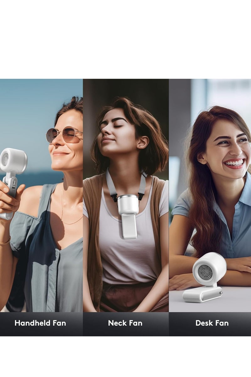 التلقيم قابلة للطي مروحة صغيرة محمولة عالية السرعة قابلة لإعادة الشحن، 5 تارات هوائية، بطارية مشغلة، ما يصل إلى 12 ساعة عمل للأنشطة في الهواء الطلق، السفر، العمل، سفر الرجال النساء في التخييم، أبيض - Image 2