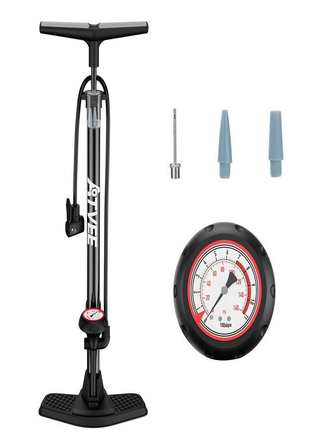 ATVEE Bike Pump, 25” Height Full Size Bicycle Pump with 160 PSI High Pressure, Bike tire Pump with Presta and Schrader Valve, Bike Air Pump for Bike Tires, Balls and Swimming Ring,Bike Pumps with Psi Gauge - Image 1