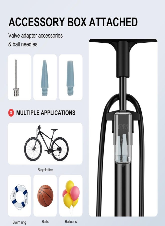 ATVEE Bike Pump, 25” Height Full Size Bicycle Pump with 160 PSI High Pressure, Bike tire Pump with Presta and Schrader Valve, Bike Air Pump for Bike Tires, Balls and Swimming Ring,Bike Pumps with Psi Gauge - Image 5