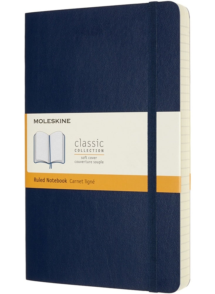 MOLESKINE Expanded Notebook Large Size Ruled Pages Sapphire Blue Soft Cover 400 Pages - Image 1