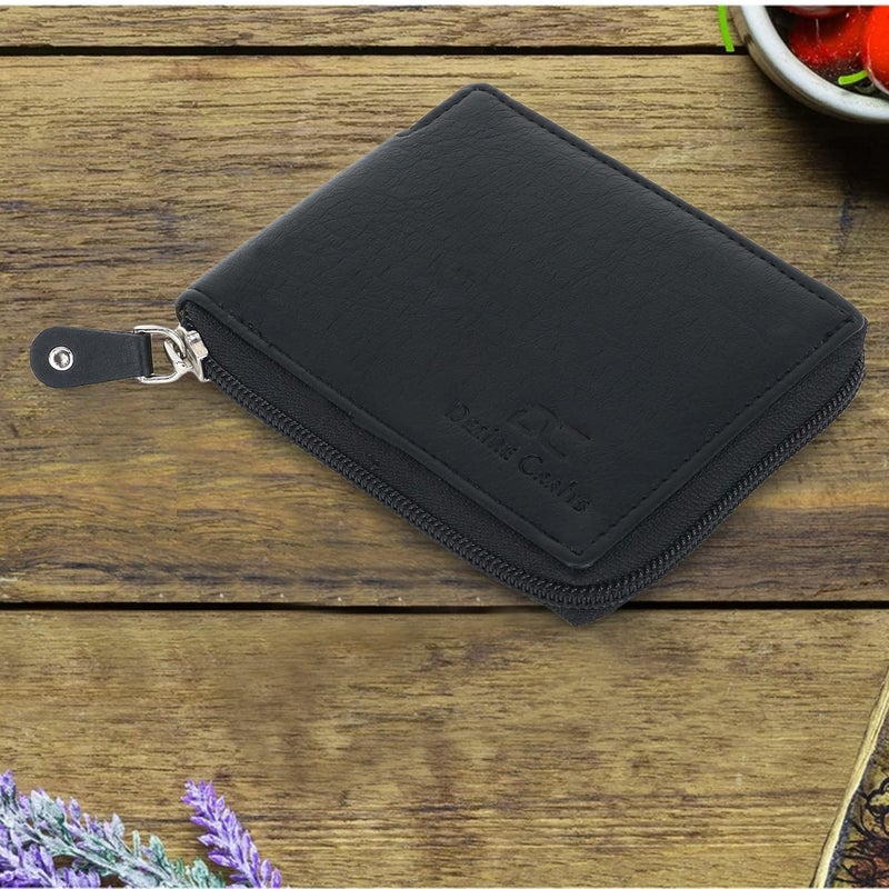 Dezire Crafts M Mensanity Dezire Crafts Men Formal, Casual Round Zip Artificial Leather Wallet (6 Card Slots) (Black) - Image 4
