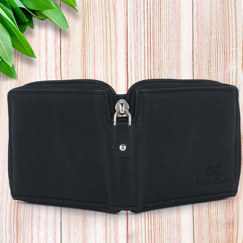 Dezire Crafts M Mensanity Dezire Crafts Men Formal, Casual Round Zip Artificial Leather Wallet (6 Card Slots) (Black) - Image 3