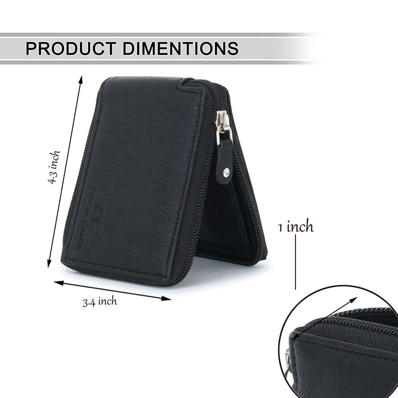 Dezire Crafts M Mensanity Dezire Crafts Men Formal, Casual Round Zip Artificial Leather Wallet (6 Card Slots) (Black) - Image 5