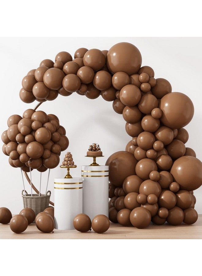 RUBFAC 129pcs Brown Balloons Different Sizes 18 12 10 5 Inches for Garland Arch Kit, Premium Boho Coffee Brown Latex Balloon for Birthday Party Graduation Wedding Anniversary Baby Shower Decoration - Image 1