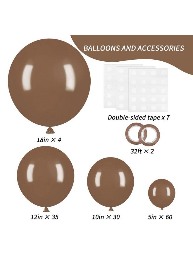 RUBFAC 129pcs Brown Balloons Different Sizes 18 12 10 5 Inches for Garland Arch Kit, Premium Boho Coffee Brown Latex Balloon for Birthday Party Graduation Wedding Anniversary Baby Shower Decoration - Image 2