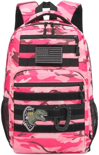 SunForMorning Kids Tactical Backpack Army Molle Bookbag Military Boys Backpack for School Outdoor Camping Pink CM - Image 1