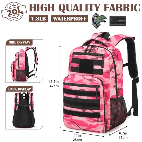 SunForMorning Kids Tactical Backpack Army Molle Bookbag Military Boys Backpack for School Outdoor Camping Pink CM - Image 3