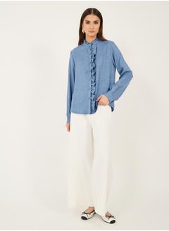 Textured Ruffled Detail Buttoned Blouse - pzsku/Z72849E6C513F7B1BE5F9Z/45/1741119967/fbfbc65c-6b43-46db-aa38-edf6f292ee6d