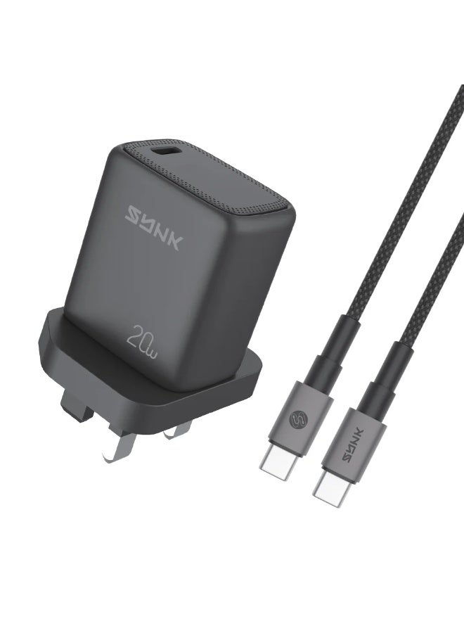 SYNK Thunder 20W Fast Charger Adapter With  (C to C) Cable - Image 1