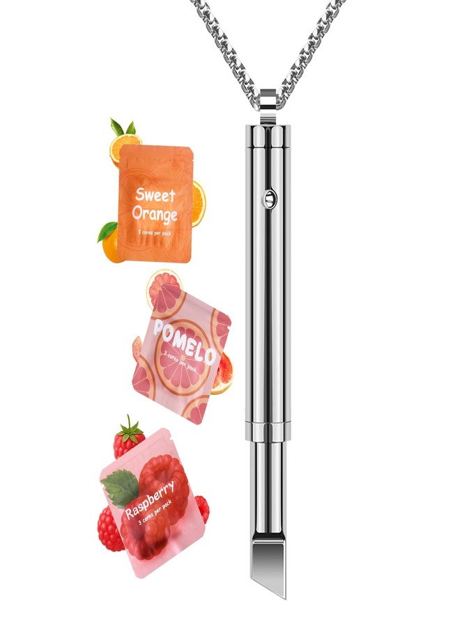 ASTOFLI Breathing Necklace to Quit Smoking - Stop and Free from Anxiety, with Adjustable Hole Men's Natural Fruit Flavored Smokeless Pendant, Stainless Steel Lipstick-Shaped Metal Stop Smoking Aids - Image 1