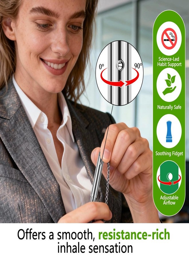 ASTOFLI Breathing Necklace to Quit Smoking - Stop and Free from Anxiety, with Adjustable Hole Men's Natural Fruit Flavored Smokeless Pendant, Stainless Steel Lipstick-Shaped Metal Stop Smoking Aids - Image 5