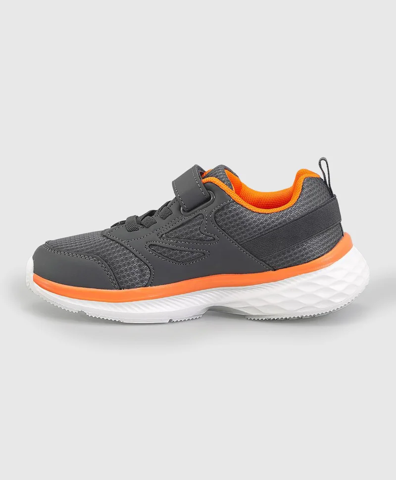 Bonfino Bonfino Panelled Hook & Loop Closure Memory Foam Shoes - Grey & Orange
