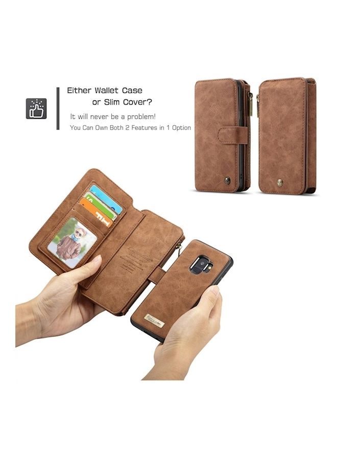 NIBEMINENT Protective Wallet Card Case Cover For Samsung Galaxy S9 Plus Brown  - Image 4