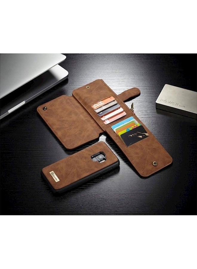 NIBEMINENT Protective Wallet Card Case Cover For Samsung Galaxy S9 Plus Brown  - Image 3