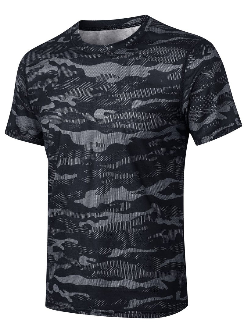 Loquat Men Quick Dry Breathable Elastic T-Shirt Black  - Image 1