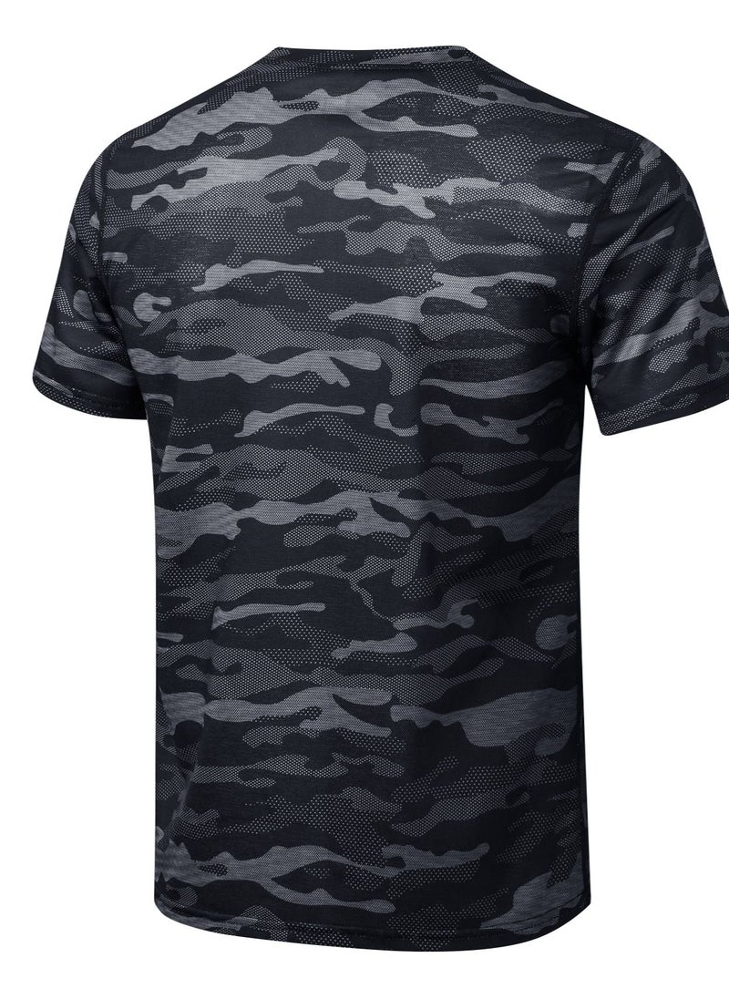 Loquat Men Quick Dry Breathable Elastic T-Shirt Black  - Image 2