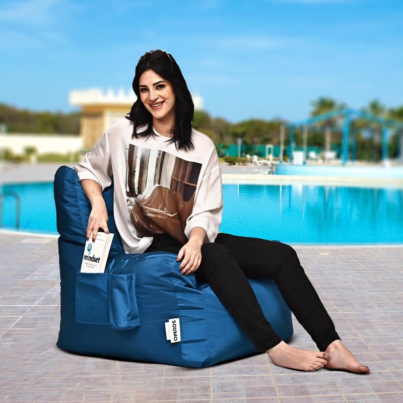 Brand - Solimo Solimo All Weather Water Resistant Bean Bag Arm Chair Filled with Beans Capacity Upto 6 Ft 3 in Height 120 KG Weight Teal Blue - Image 1