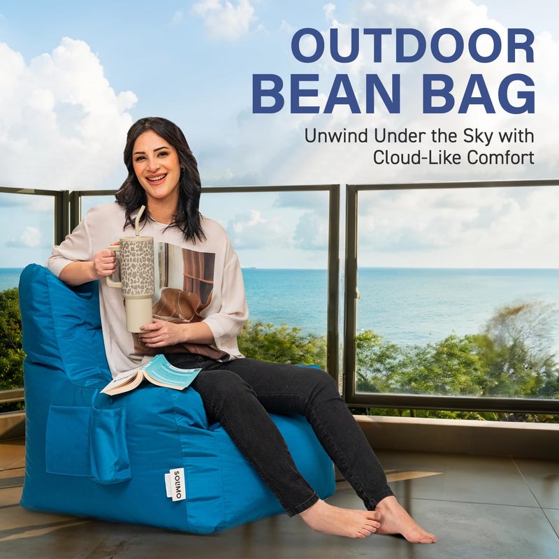 Brand - Solimo Solimo All Weather Water Resistant Bean Bag Arm Chair Filled with Beans Capacity Upto 6 Ft 3 in Height 120 KG Weight Teal Blue - Image 2