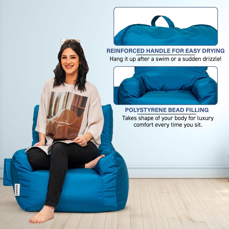 Brand - Solimo Solimo All Weather Water Resistant Bean Bag Arm Chair Filled with Beans Capacity Upto 6 Ft 3 in Height 120 KG Weight Teal Blue - Image 4