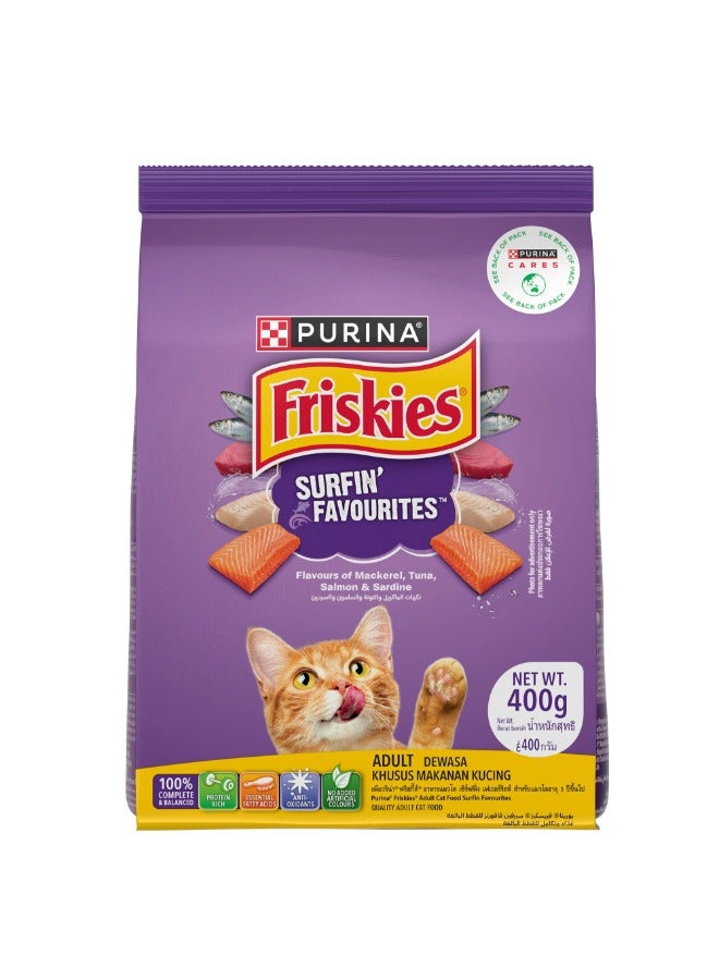 Purina Friskies Adult Surfin' Favourites Dry Cat Food 400g - Image 1