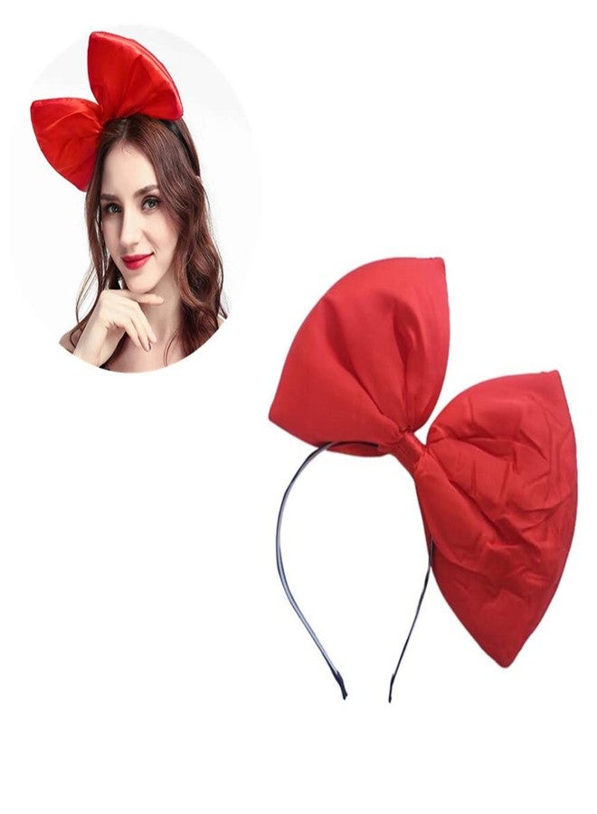 Honkenda Red Big Bow Headband Hair Bow for Women, 10'' Huge Bowknot Hairband Hair Hoop Headwear for Halloween Cosplay Christmas Costume Party - Image 4