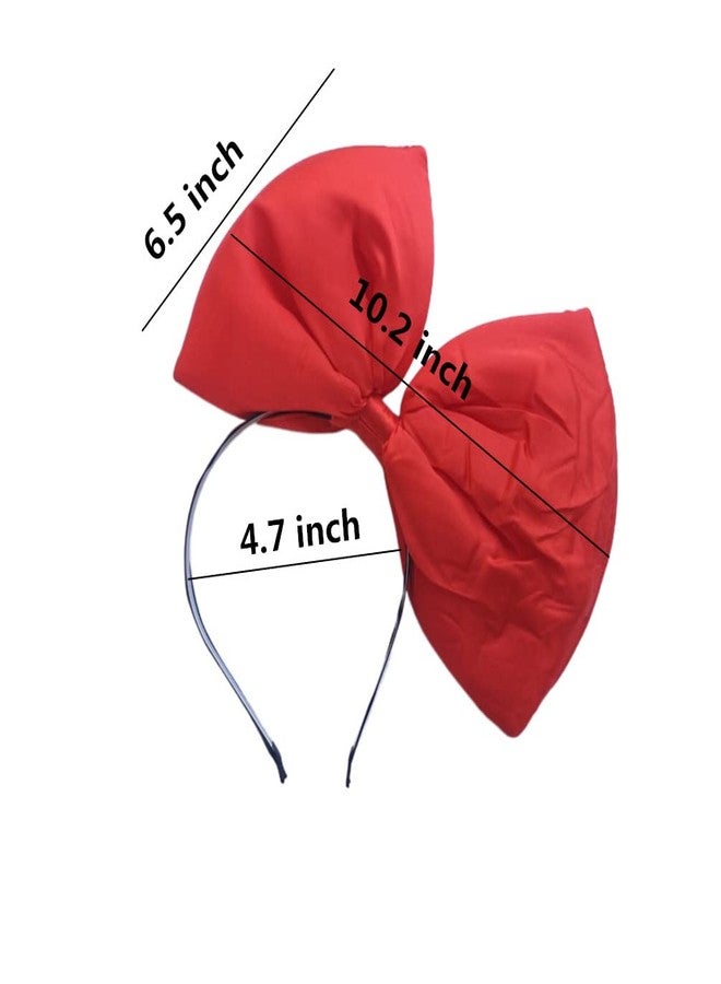 Honkenda Red Big Bow Headband Hair Bow for Women, 10'' Huge Bowknot Hairband Hair Hoop Headwear for Halloween Cosplay Christmas Costume Party - Image 2
