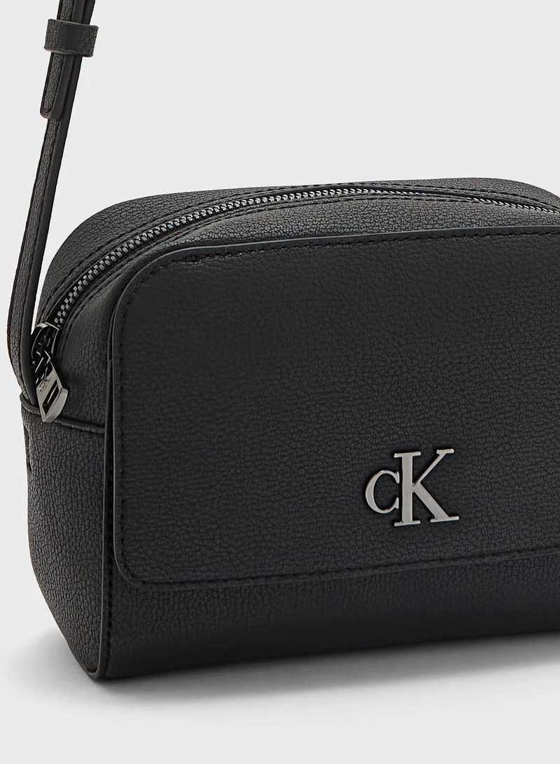 CALVIN KLEIN Flap Over Logo Detailed Crossbody