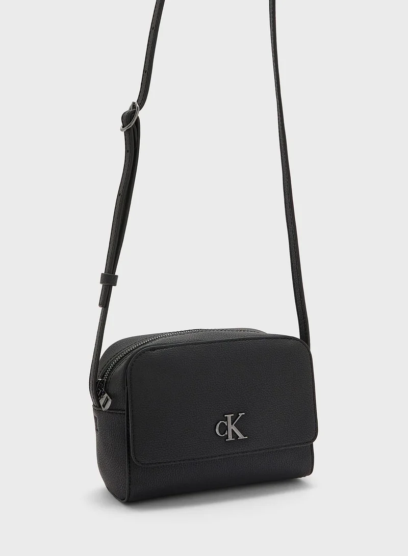 CALVIN KLEIN Flap Over Logo Detailed Crossbody