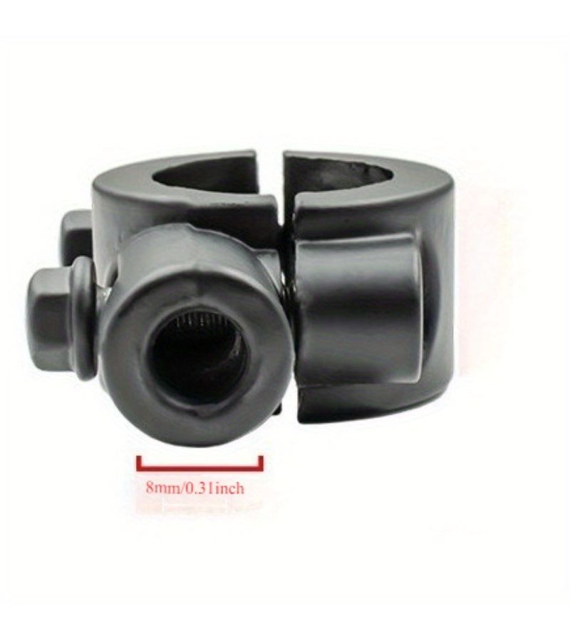 Black 1 Inch 25mm Motorcycle Handlebar M8 Mirror Thread Mount Holder Clamp Adapter - Image 3