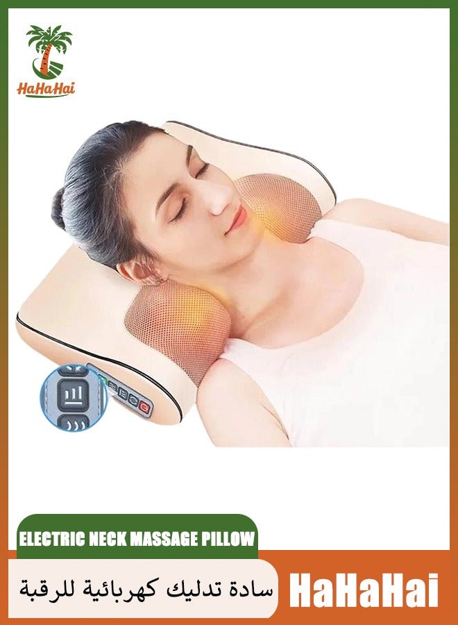 هاهاهاي وسادة تدليك كهربائية للرقبة والكتفين والخصر والرأس والبطن مع تدليك حراري ثلاثي الأبعاد للأنسجة العميقة يساعد على استرخاء العضلات في المنزل والاسترخاء في السيارة للنساء والرجال - Image 1