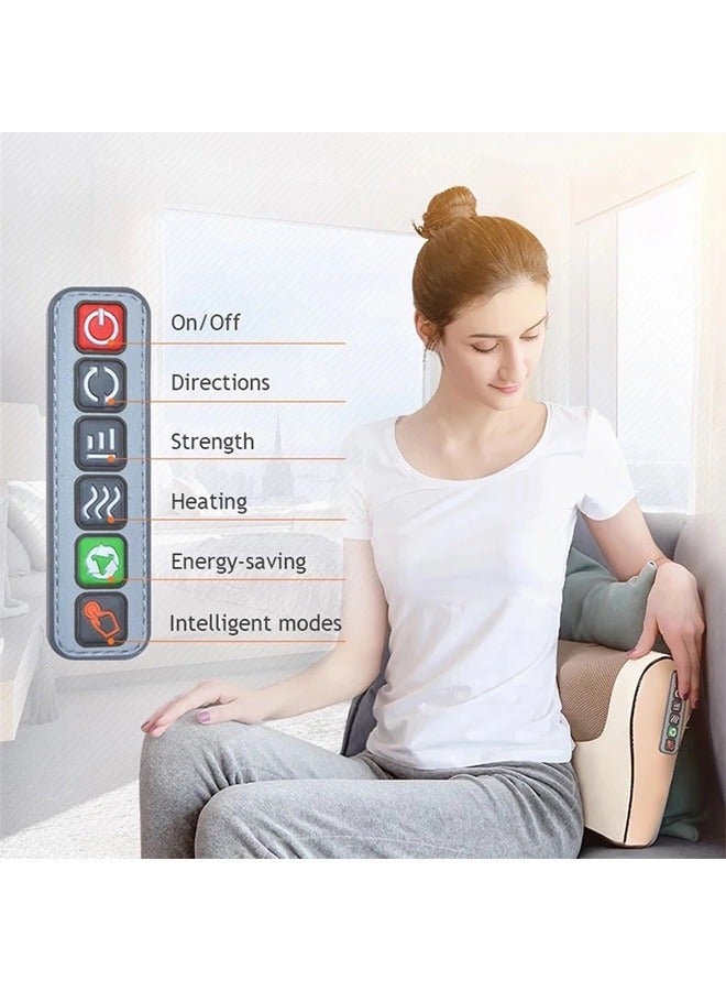 هاهاهاي وسادة تدليك كهربائية للرقبة والكتفين والخصر والرأس والبطن مع تدليك حراري ثلاثي الأبعاد للأنسجة العميقة يساعد على استرخاء العضلات في المنزل والاسترخاء في السيارة للنساء والرجال - Image 4