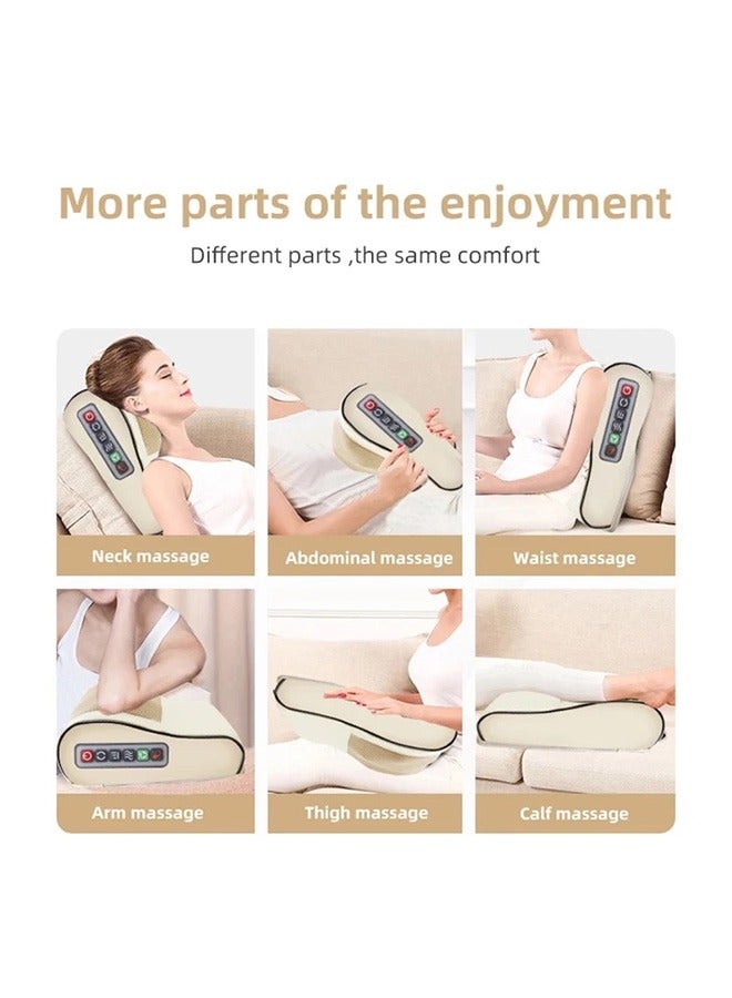 هاهاهاي وسادة تدليك كهربائية للرقبة والكتفين والخصر والرأس والبطن مع تدليك حراري ثلاثي الأبعاد للأنسجة العميقة يساعد على استرخاء العضلات في المنزل والاسترخاء في السيارة للنساء والرجال - Image 3