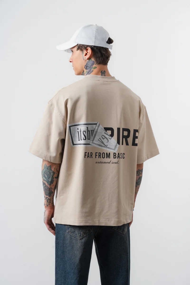 Respire Men's Respire x Itsbyzey Printed Oversize T-Shirt Beige