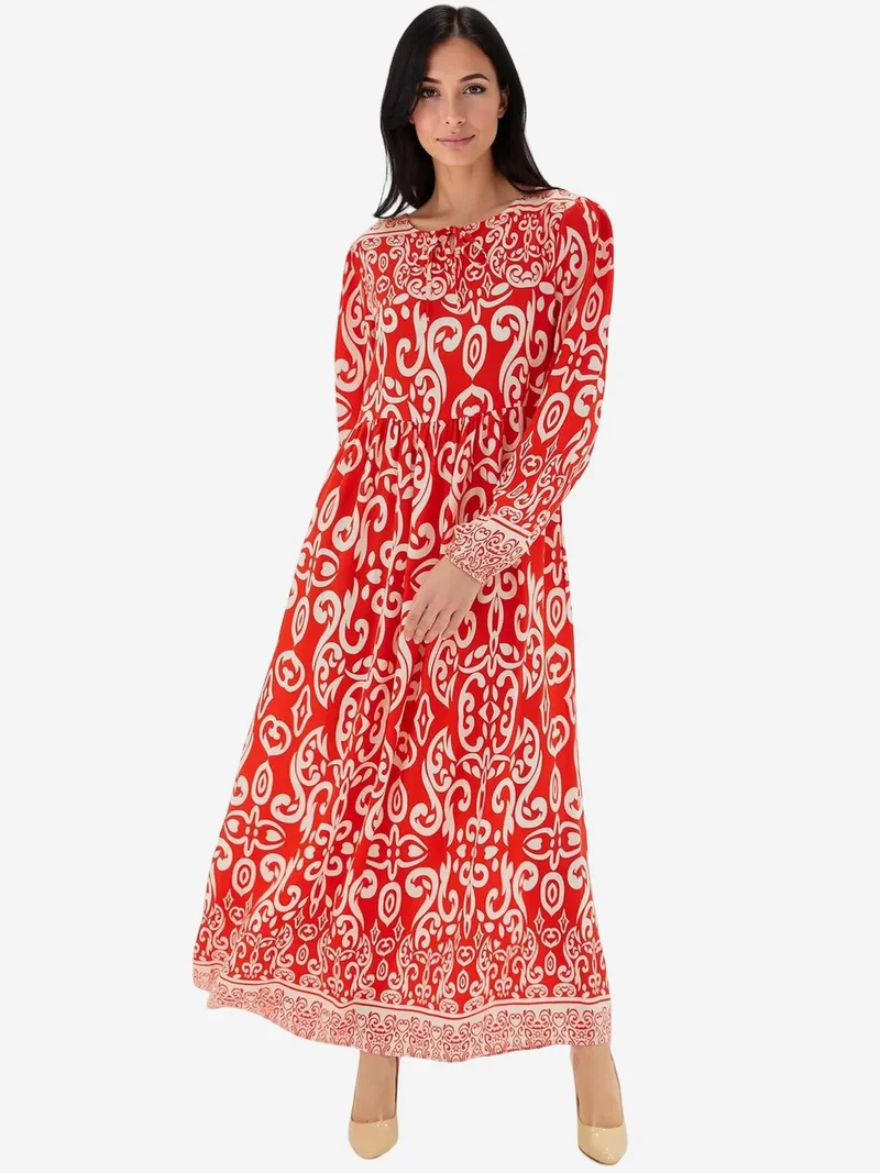 BIG DART BDART Patterned Maxi Dress with Tie Closure