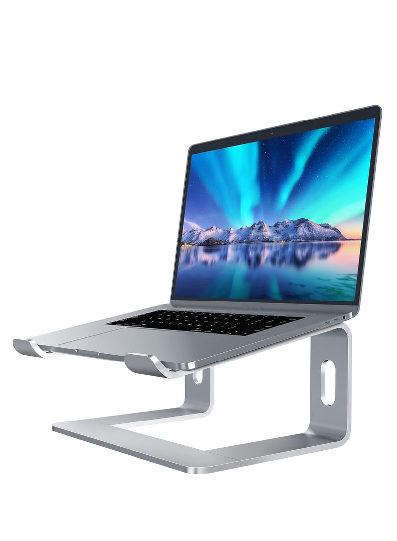 إكسيفين حامل كمبيوتر محمول من الألومنيوم  للمكتب متوافق مع أجهزة Mac MacBook Pro Air Apple Notebook، حامل محمول مريح مع رافعة معدنية لجهاز كمبيوتر مكتبي مقاس 10 إلى 15.6 بوصة، فضي - Image 1