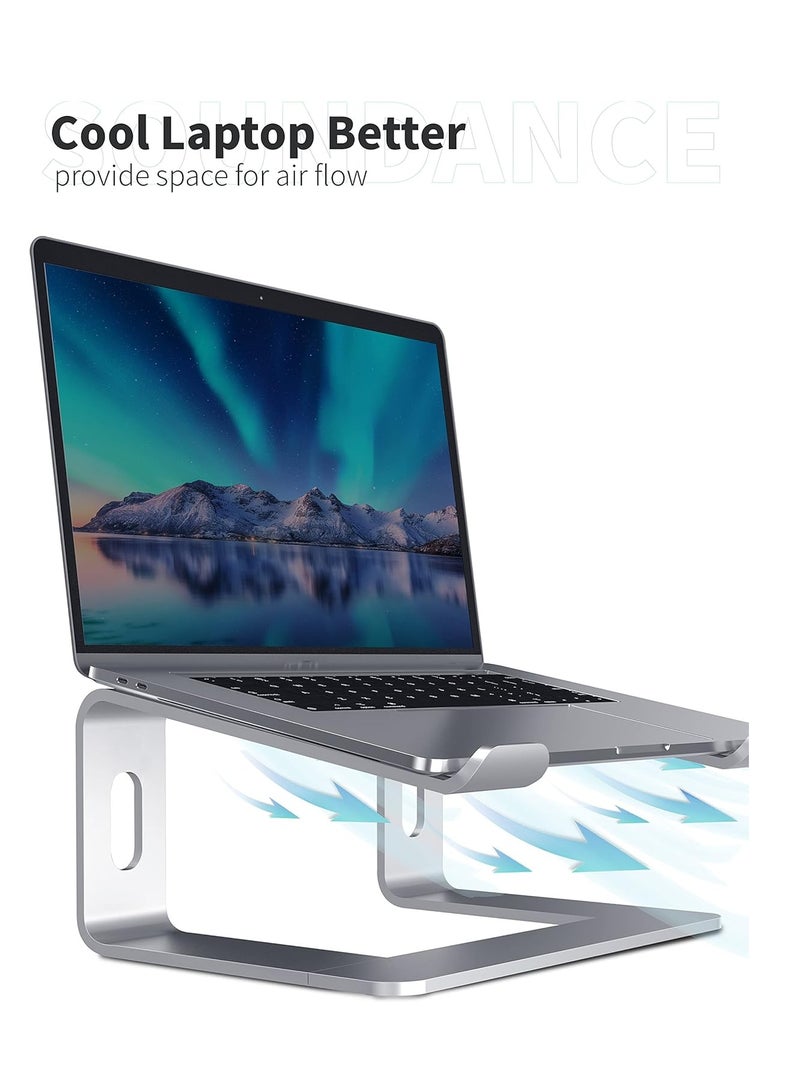 إكسيفين حامل كمبيوتر محمول من الألومنيوم  للمكتب متوافق مع أجهزة Mac MacBook Pro Air Apple Notebook، حامل محمول مريح مع رافعة معدنية لجهاز كمبيوتر مكتبي مقاس 10 إلى 15.6 بوصة، فضي - Image 4