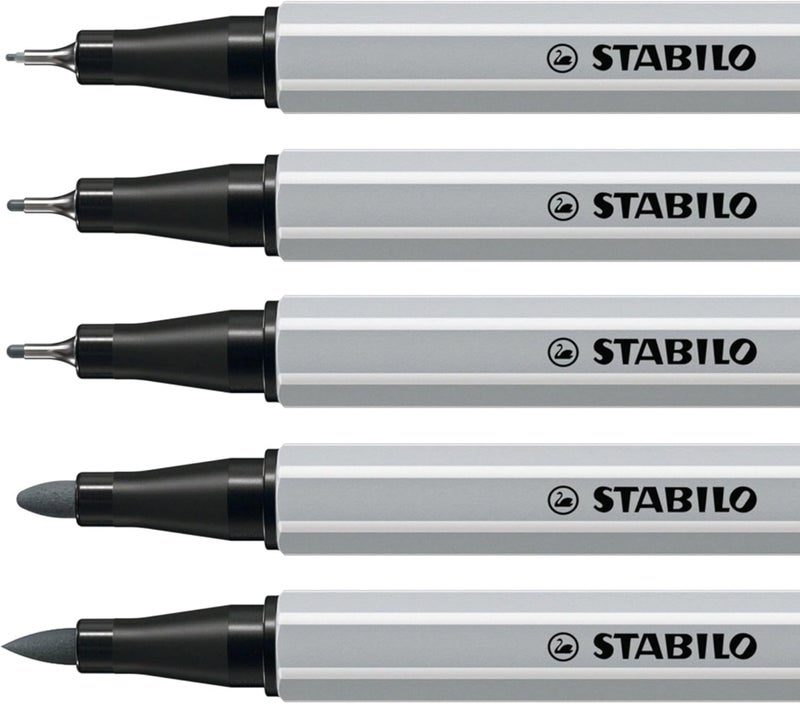 STABILO MultiTip Pen Set Creative Tips  10Piece ARTY Set  Black and Light Gray Pens  Technical drawing illustration - Image 4