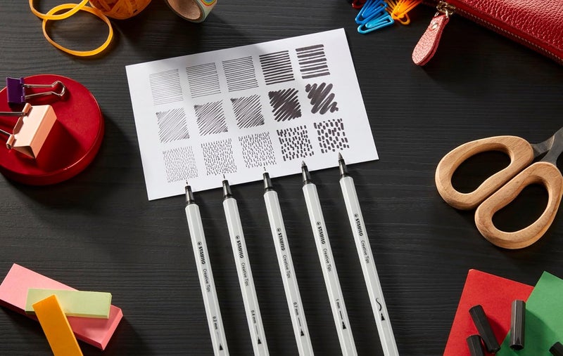 STABILO MultiTip Pen Set Creative Tips  10Piece ARTY Set  Black and Light Gray Pens  Technical drawing illustration - Image 5