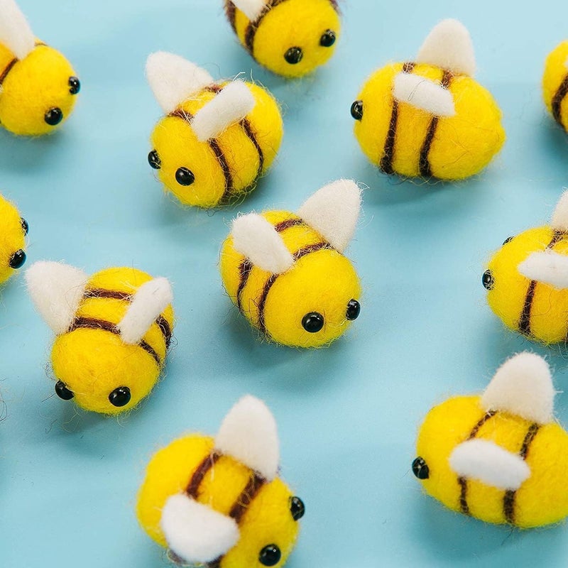 CINPIUK 24 Set Felt Bees for Crafts, Wool Felt Bumble Bee Plush for Tiered Tray Decoration Party Favors DIY Craft Jewelry Accessory - Image 2
