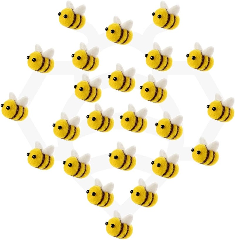CINPIUK 24 Set Felt Bees for Crafts, Wool Felt Bumble Bee Plush for Tiered Tray Decoration Party Favors DIY Craft Jewelry Accessory - Image 1