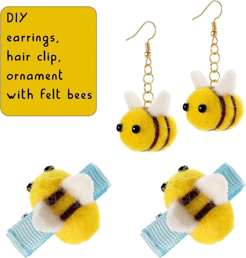 CINPIUK 24 Set Felt Bees for Crafts, Wool Felt Bumble Bee Plush for Tiered Tray Decoration Party Favors DIY Craft Jewelry Accessory - Image 4