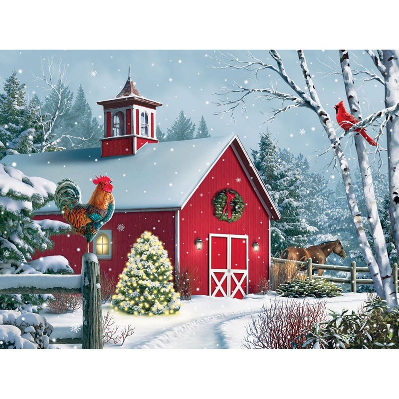 Bits and Pieces 500 Piece Jigsaw Puzzle for Adults Winter Barn II Christmas Holiday Horse Jigsaw Puzzle by Artist Alan Giana Completed Puzzle Size 18 x 24 - Image 3