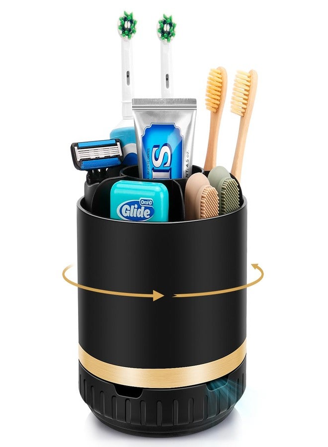 GFWARE Bathroom Organizer Countertop - Rotating Black Toothbrush Holder for Bathroom Accessories Organization Detachable 6 Slots Bathroom Sink Storage Caddy Vanity Organizer - Image 1