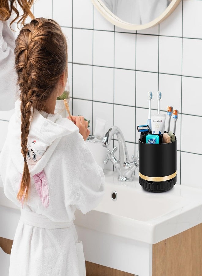 GFWARE Bathroom Organizer Countertop - Rotating Black Toothbrush Holder for Bathroom Accessories Organization Detachable 6 Slots Bathroom Sink Storage Caddy Vanity Organizer - Image 4