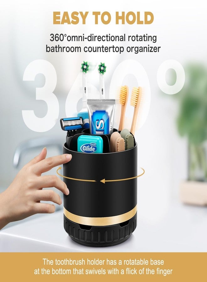 GFWARE Bathroom Organizer Countertop - Rotating Black Toothbrush Holder for Bathroom Accessories Organization Detachable 6 Slots Bathroom Sink Storage Caddy Vanity Organizer - Image 3
