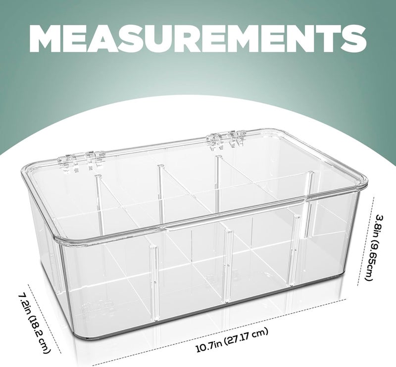 Utopia Home - Tea Bag Organizer With Lids, (1 Pack) Clear Pantry Storage Box - Stackable Partition Organizers or Holder With Lids For Drawers, Countertops, Fridge, Kitchen, Snack & Spice Organization - Image 2