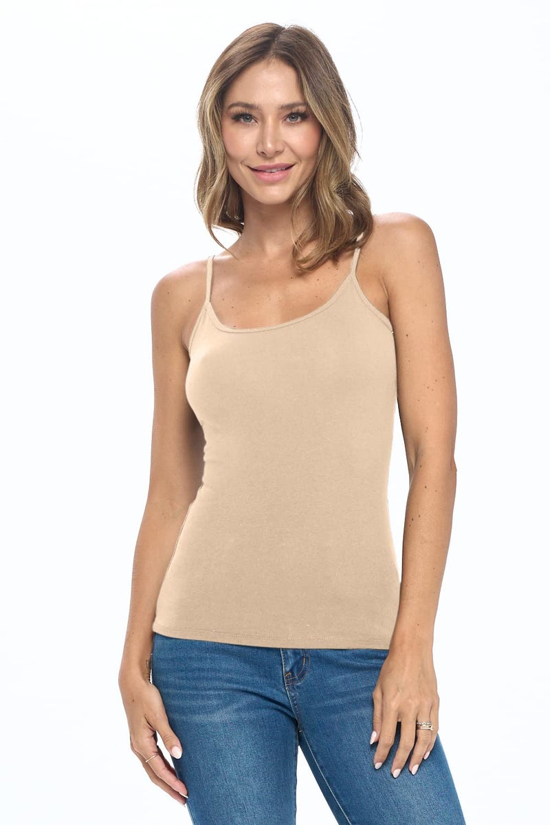 Natural Uniforms Women's Basic Camisole with Adjustable Spaghetti Strap Tank Top (Sand, Large) - Image 1