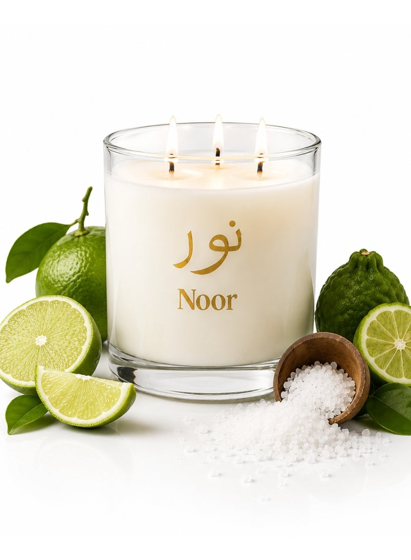 Noor Fragrances Santorini Sun Luxury Scented Candle 380g – Premium Bergamot & Sea Salt Home Fragrance Candle - Image 4
